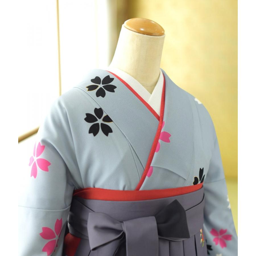ピンクにグレーのコントラストに流水桜。卒業袴セット袴変更 【公式通販】