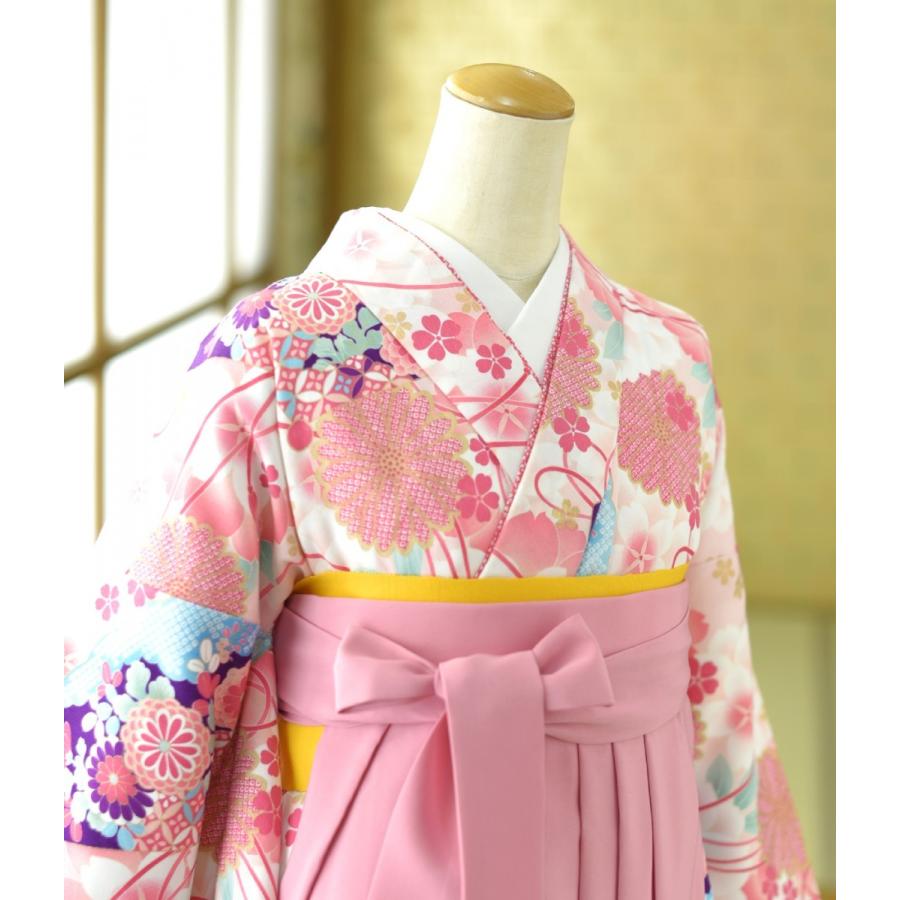 女の子 袴 レンタル 小学校 卒業式 着物 JGSピンク桧扇花づくし