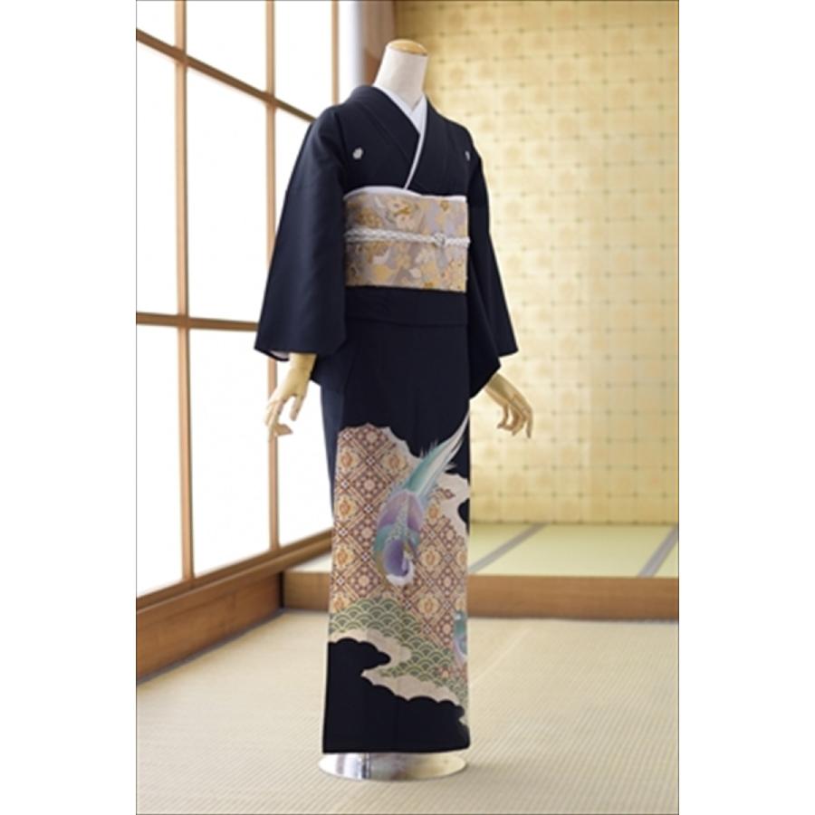 作家物　人気の更紗に正倉院、つがい鳥柄の黒留袖 フルセット　未使用 heianemaki.jpg