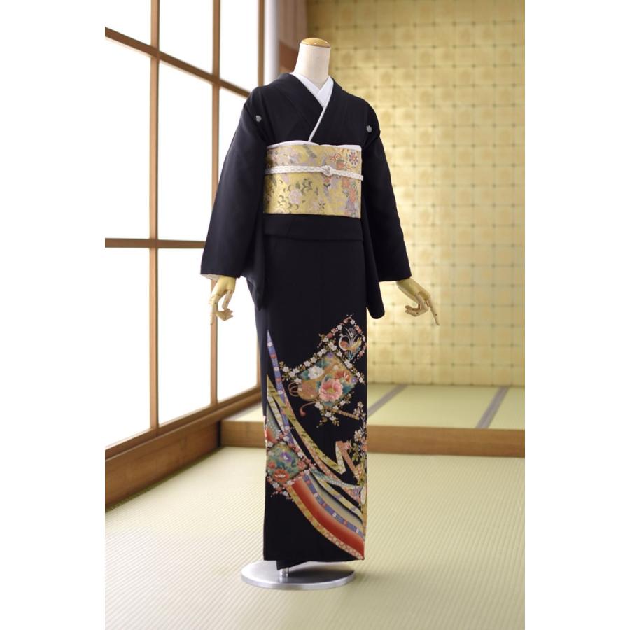 留袖 レンタル 花菱のしめ《身長》146cm〜158cm位 黒留袖 正絹 留袖 レンタル 花菱のしめ《身長》146cm〜158cm位 黒留袖 正絹