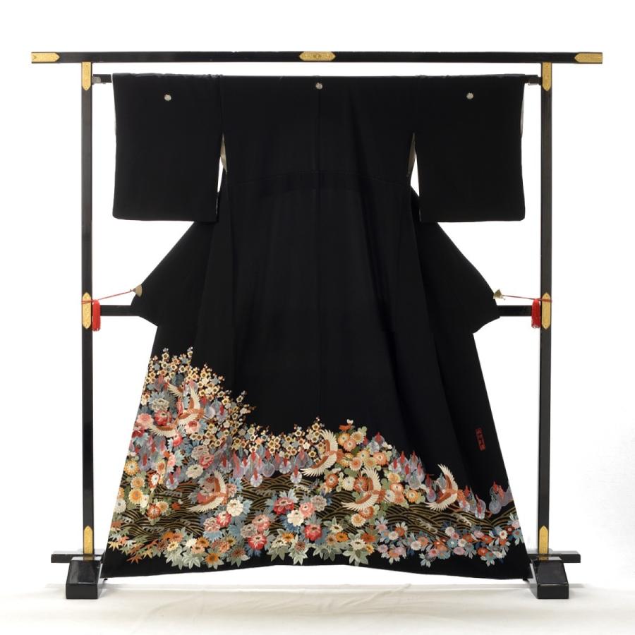 留袖 レンタル 結婚式 黒留袖 身長 148cm〜150cm位 手刺繍花鳥