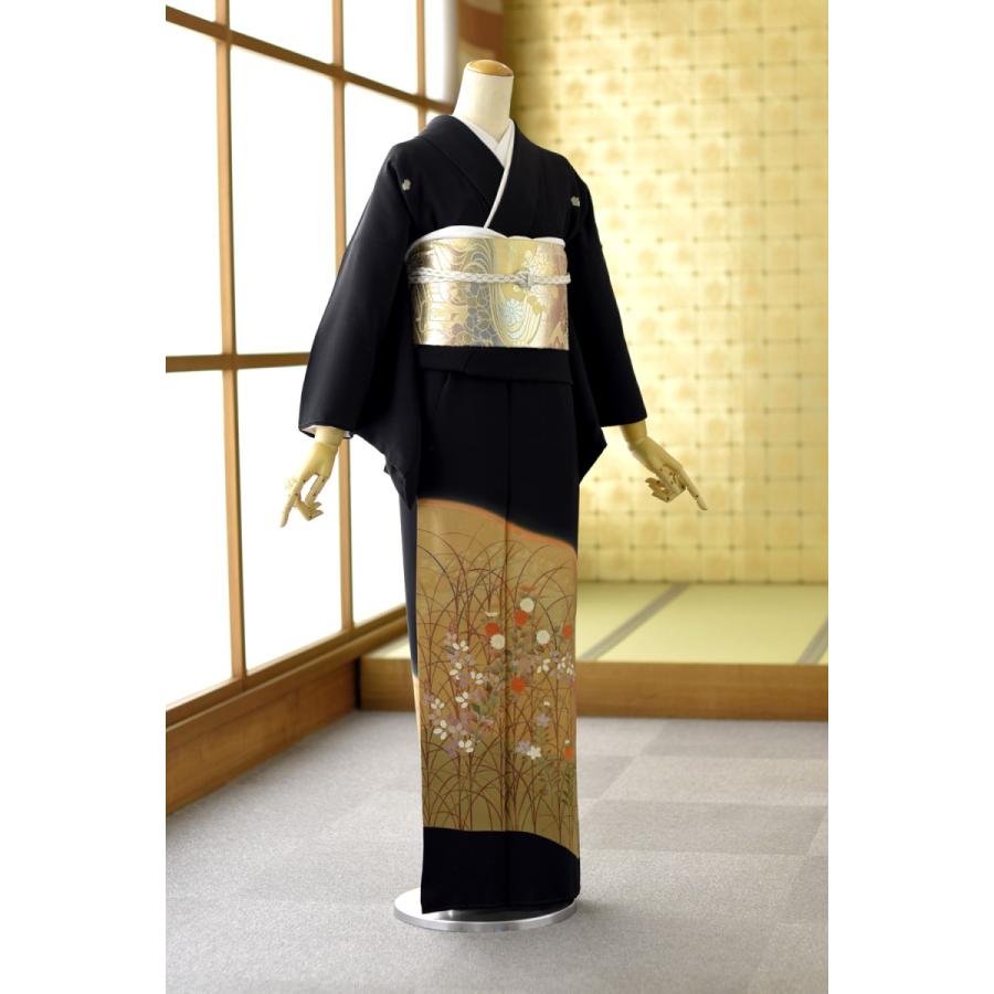 留袖 レンタル 習志野の花《身長》144cm〜156cm位 高級 正絹 黒留袖 