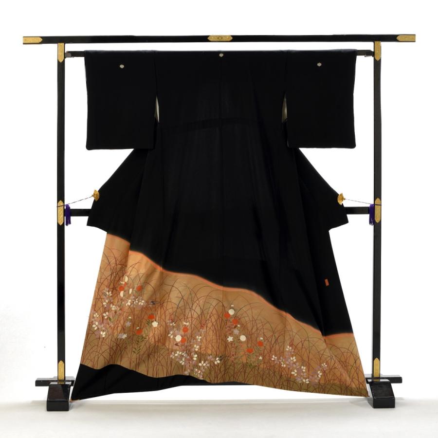 留袖 身長156-171cm 五つ紋 t-085 留袖 レンタル 習志野の花《身長》144cm〜156cm位 高級 正絹 黒