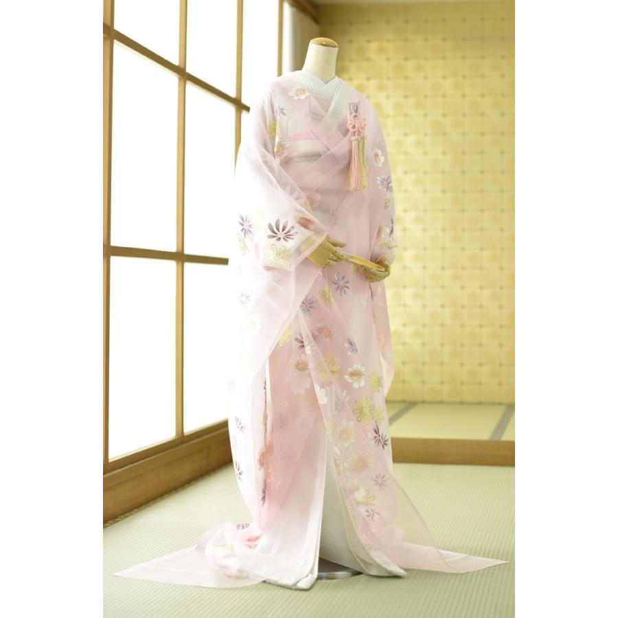 オーガンジー打掛✨ピンク系飛鶴桜文銀彩婚礼衣装花嫁衣装☆ オーガンジー打掛✨ピンク系飛鶴桜文銀彩婚礼衣装花嫁衣装☆