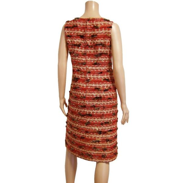 即出荷 Harrods 美品 中古 ハロッズ 大人な美的ツイードワンピース レディース 春夏向け パーティ ボーダー柄 赤 レッド 表記3号 11号相当 ワンピース Www Verticalcambio Com Br