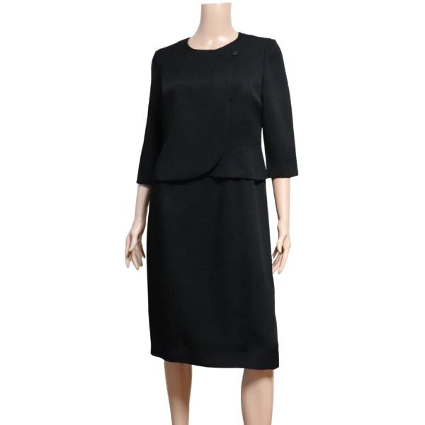 美品/SOIR PERLE 東京ソワール ブラックフォーマルワンピーススーツ  