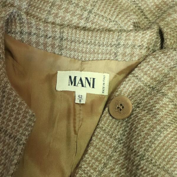 美品/マニ MANI ノーカラージャケット イタリア製 表記 42/8 11号 相当 