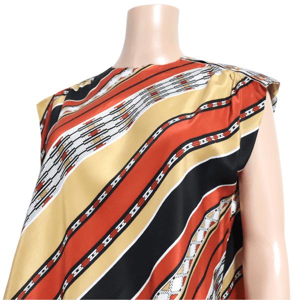 美品/ランバン LANVIN カットソー 表記 40号 11号 相当 マルチカラー 斜めストライプ柄 モダン ノースリーブ 春 夏 トップス レディース LANVIN 美品/ランバン カットソー 表記 40号 11号 相当 マルチ