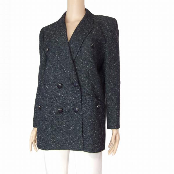 美品/レリアン Leilian 大人テーラードジャケット 表記11号(40号/L相当) 紺/ネイビー 霜降り 毛ウール素材 秋冬向け アウター レディース leilian - 極美品・残布ありレリアン☆大人上品♪テーラード