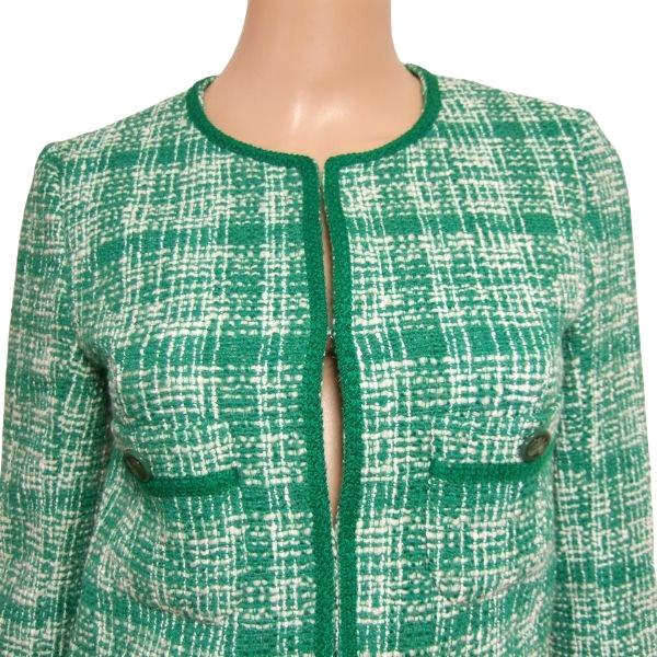 美品/ungaro ウンガロ ツイード ジャケット 表記38号 9号 M相当 緑 