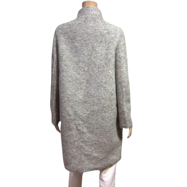 極美品 ビアズリー 圧縮ウール ノーカラーショートコート グレー フリーサイズ 極美品 ビアズリー 圧縮ウール ノーカラーショートコート グレー
