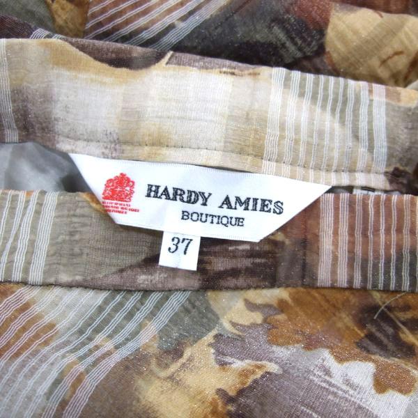 美品/ハーディエイミス HARDY AMIES フレアスカート 小さいサイズ 5号 7号 相当 茶 ブラウン レディース 春 夏 ボトムス 花柄 薄手 ロング｜froufroumarket｜05