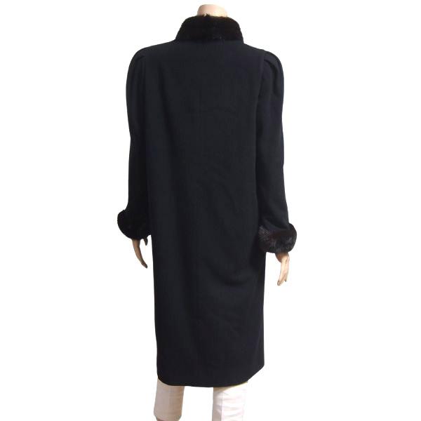 美品/キャラット Carat ウールコート 表記 9号 38号 M 相当 古着 黒 