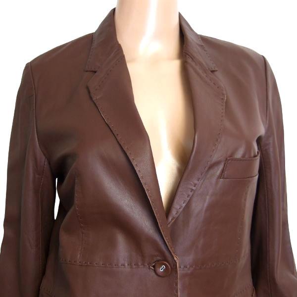 美品/コノリコ レザージャケット 羊革 本革 表記 M 9号 相当 茶