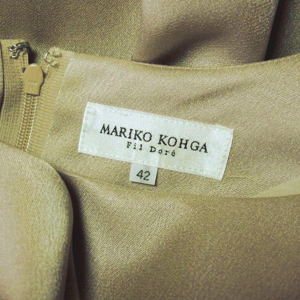 美品】マリココウガ ドット柄ブラックドレス 透け感袖 42サイズ 東京