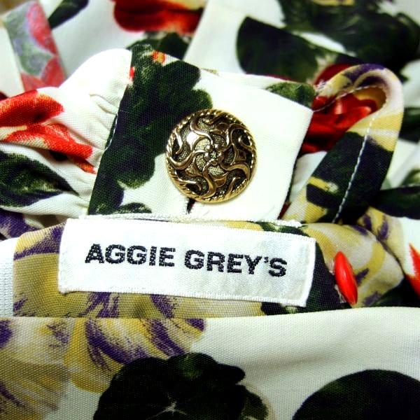 美品/アギーグレイス AGGIE GREY'S イタリヤード ワンピース 表記 9号 М 相当 古着 ベージュ レディース 春 夏 半袖 5分袖 花柄 ミモレ丈_5