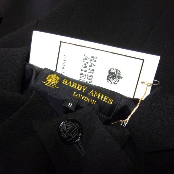 ハーディーエイミス最高級麻パンツスーツ 38 美品 新品/ハーディエイミス HARDY AMIES ブラックフォーマルスカートスーツ