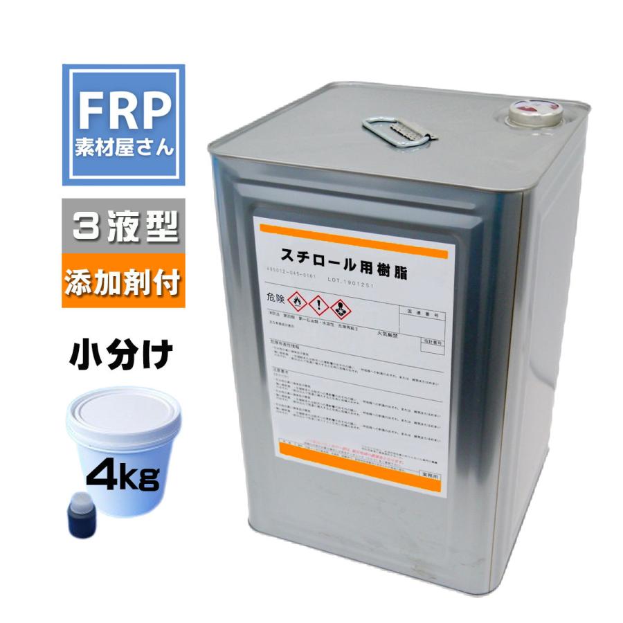 FRP樹脂ポリエステル 日本全国送料無料 スチロール用樹脂 4ｋｇ 売れ筋がひ新作！ 下地材 添加剤付 溶けない