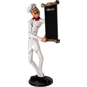 メニューを案内する細身のシェフ FRPオブジェ