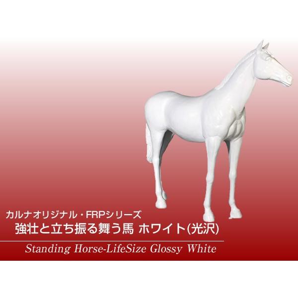強壮と立ち振る舞う馬 ホワイト（光沢） FRPアニマルオブジェ｜frps｜02