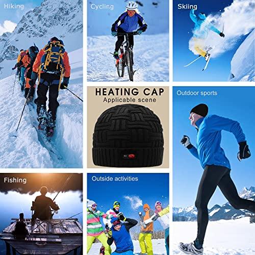 Svpro電池加温ビーニーハット充電式加温ハット暖冬暖房キャップ (黒太線) Svpro電池加温ビーニーハット充電式加温ハット暖冬暖房キャップ 黒太線