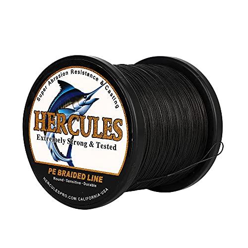 HERCULES 編組釣り糸 12ストランド、100-2000m 109-2196ヤード 三つ編みフィッシュライン、10-40ポンド テストPEライン 塩水淡水用 - ブラック、120ポンド、 HERCULES 編組釣り糸 12ストランド 2000m 2196ヤード 三つ編みフィッシュライン 40ポンド テストPEライン 塩水淡水用 ブラック 120ポンド