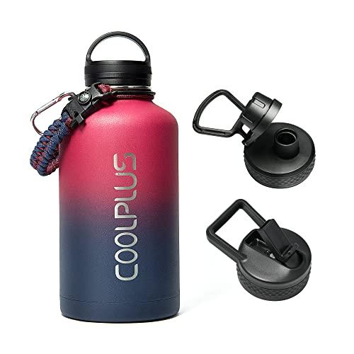 クールプラス128オンスガロン水筒パラコードハンドル付蓋3枚、シアン&64オンス保温水筒、ホットマルーン クールプラス128オンスガロン水筒パラコードハンドル付蓋3枚 シアン&64オンス保温水筒 ホットマルーン