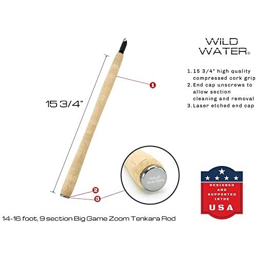 Wild Water フライフィッシングズーム テンカラロッド 14 - 16フィート 9セクション IM8 グラファイト 伸縮ロッド コルクハンドル ハードチューブロッドケー IM8 Wild Water フライフィッシングズーム テンカラロッド 16フィート 9セクション グラファイト 伸縮ロッド コルクハンドル