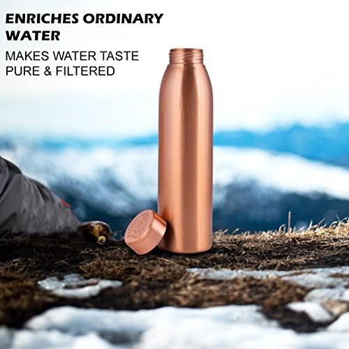NORMAN JR，普通銅水筒1 LTR特大-アーユルヴェーダの純プレミアム銅容器-水をもっと飲み、砂糖の摂取量を減らしてすぐに健康効果を楽しむ-48個入りギフトパッ