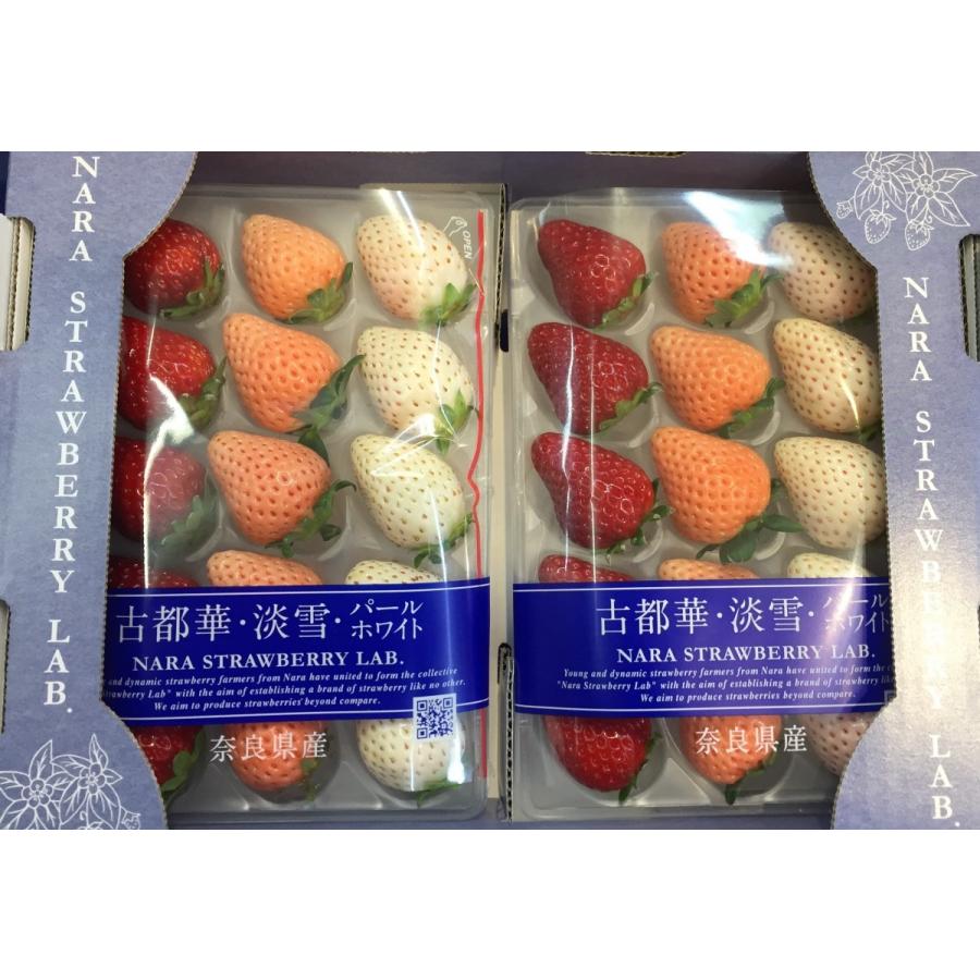 三色いちご 古都華 淡雪 パールホワイト 奈良産 Lまたは2L 三色いちご 古都華 淡雪 パールホワイト 奈良産 Lまたは2L