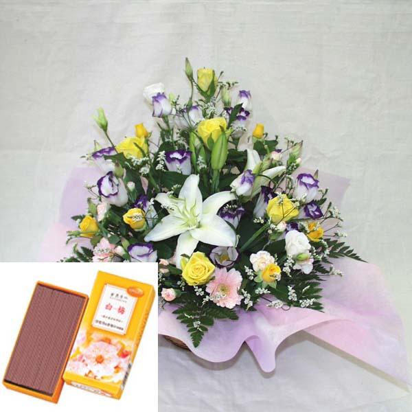 即納特典付き お線香 かたりべ 白梅 仏事 命日 お彼岸用アレンジメント 立て札 メッセージカード付 Ar0 73 期間限定送料無料 Www Technet 21 Org