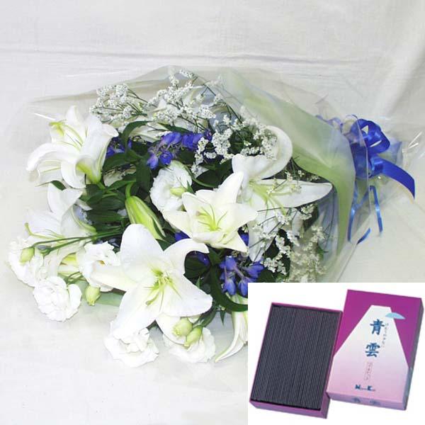 激安店舗 送料 税込 仏事用花束のお線香とのセットです お線香 青雲バイオレット 大型バラ詰 仏事 命日 お彼岸用 花束 メッセージカード付 Ht007 43 生花 Smssvg Org