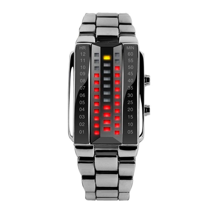 メンズ3連LEDブレスレット 並行輸入 ハイクラス 30m防水 LED腕時計 3列表示(シルバー)お洒落腕時計 かっこいい 個性的 面白 変り種ウォッチ【Skmei正規品】 | 