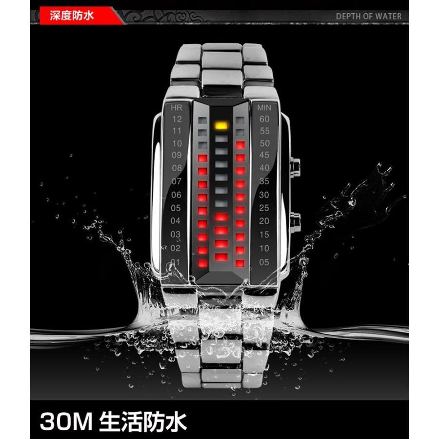メンズ3連LEDブレスレット 並行輸入 ハイクラス 30m防水 LED腕時計 3列表示(シルバー)お洒落腕時計 かっこいい 個性的 面白 変り種ウォッチ【Skmei正規品】 |  | 01