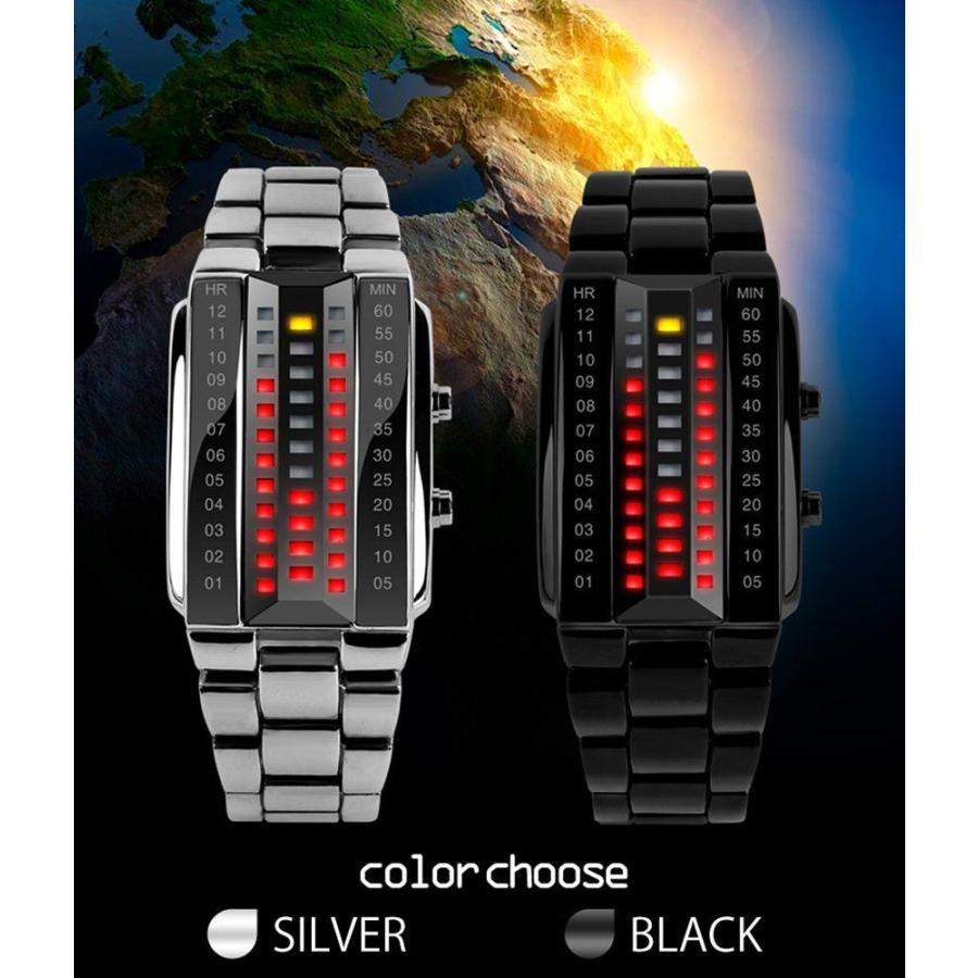 メンズ3連LEDブレスレット 並行輸入 ハイクラス 30m防水 LED腕時計 3列表示(シルバー)お洒落腕時計 かっこいい 個性的 面白 変り種ウォッチ【Skmei正規品】 |  | 02