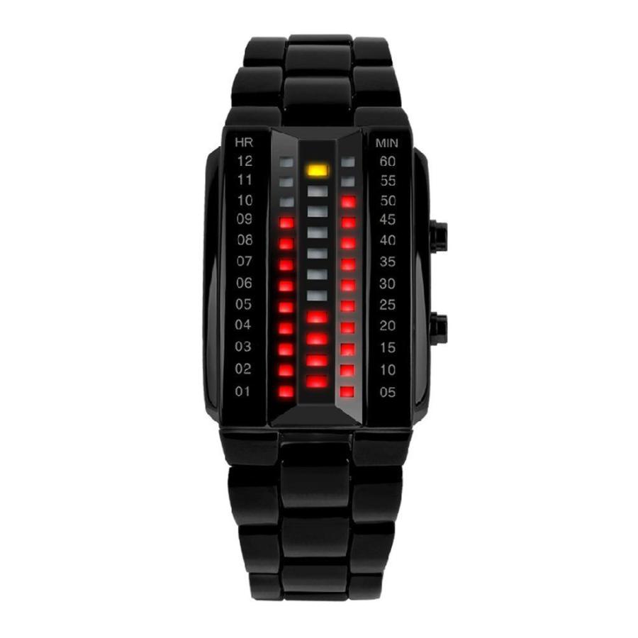 メンズ3連LEDブレスレット 並行輸入 ハイクラス 30m防水 LED腕時計 3列表示（ブラック）お洒落腕時計 かっこいい 個性的 面白 変り種ウォッチ【Skmei正規品】 | 