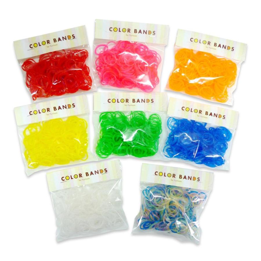 COLOR BANDS ☆クリアカラー7色 各約200本+金ラメミックス 約400本セット☆ 計約1800本入り　半透明Sフック かぎ針付き | 