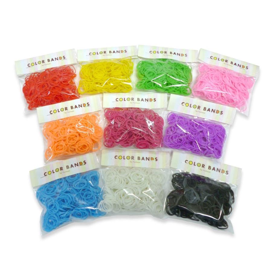 COLOR BANDS ☆定番パーフェクト 10色カラーバンド 【Aセット】☆ 10色各約300個入り 計約3000本入り 半透明Sフック かぎ針付き | 