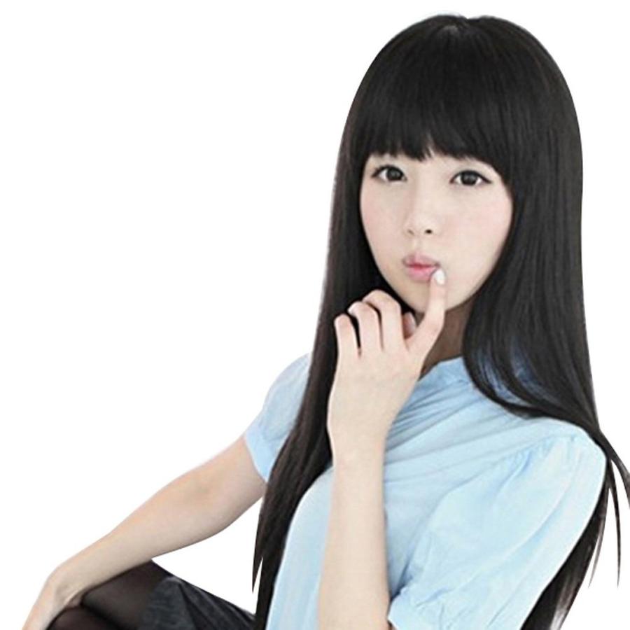 耐熱フルウィッグ-ぱっつんストレート/ロング/ブラック（ウィッグキャップ付き） |  | 01