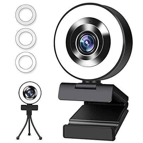 【並行輸入品】Webcam with Microphone, 110-Degree View Angle, Auto Focus 1080p Web