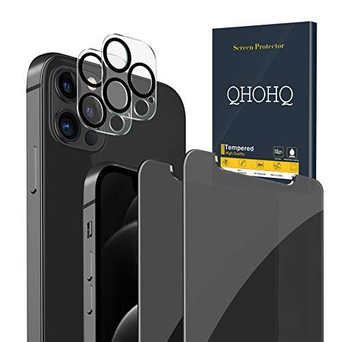 （訳ありセール 格安） 【並行輸入品】QHOHQ スクリーンプロテクター 2 個パック iPhone 12 Pro [6.1インチ] 2パック 強化ガラスカメラレンズプロテク ヘッドホン