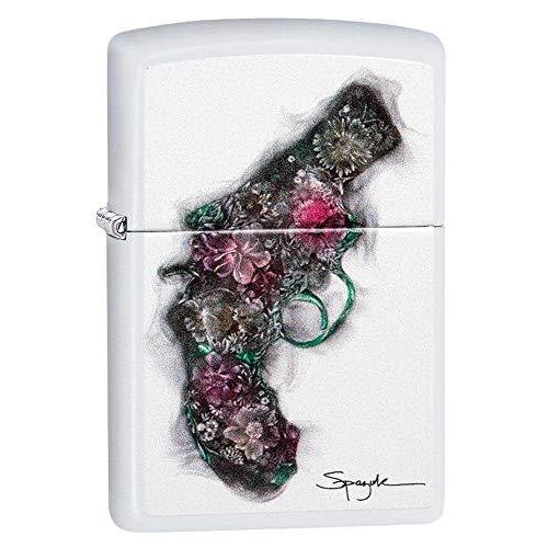 【 新品 】 【並行輸入品】Zippo Lighter Pocket Matte White Pistol Flower Spazuk オイルライター