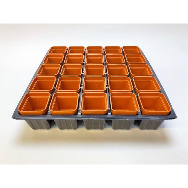 1.7号プラ鉢ぴったり整理トレイ-薄(ソフト)＋1.7号四角プラ鉢-茶