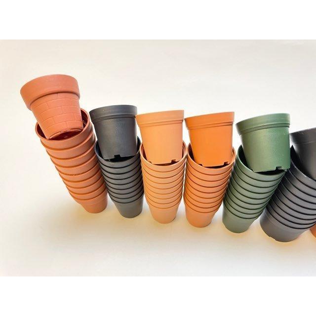 1号プラ鉢-レンガ＋4色(5種各10：計50個)お試しセット[超ミニサイズ