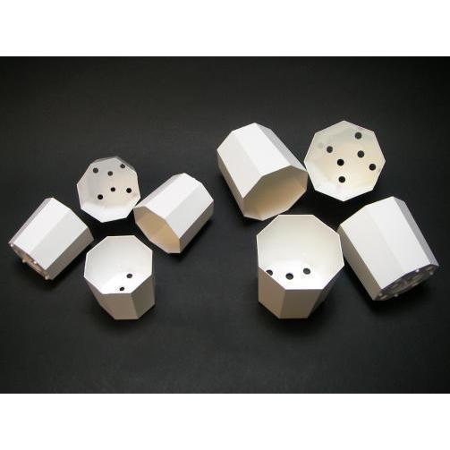 八角縁切立白プラ鉢-2号-ミニ(2Y)カネヤ＊兼弥産＊八角鉢[2GW