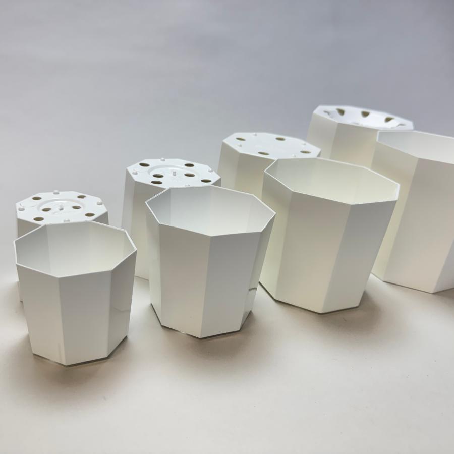 八角縁切立白プラ鉢-2.5号-小(2.5Y)カネヤ＊兼弥産業＊八角鉢[254GW