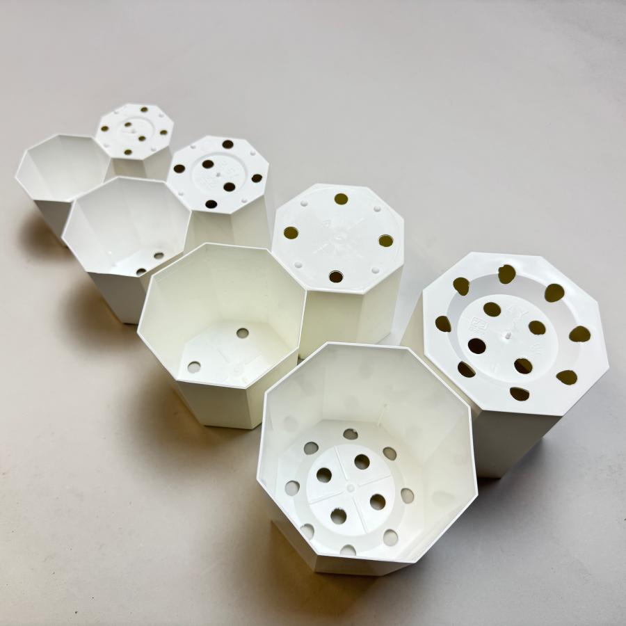 八角縁切立白プラ鉢-3号-中(3Y)カネヤ＊兼弥産業＊八角鉢[254GW