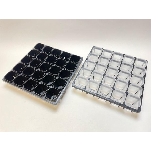 6cmポットや1.7号鉢用四角型枠トレイハーフ：5×5=25鉢用＋1.7号ミニ