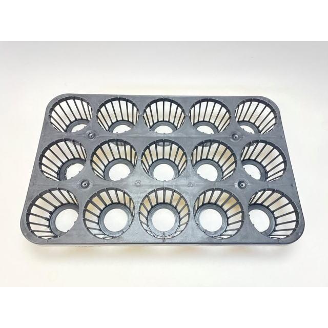 7.5cmポットや2.5号鉢用丸型枠トレイ：3×5=15鉢用(標準の2/3サイズ)＋
