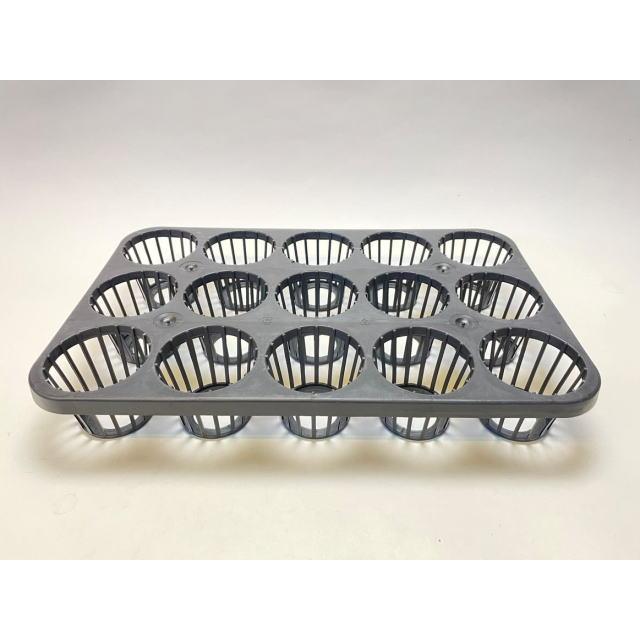 7.5cmポットや2.5号鉢用丸型枠トレイ：3×5=15鉢用(標準の2/3サイズ)＋